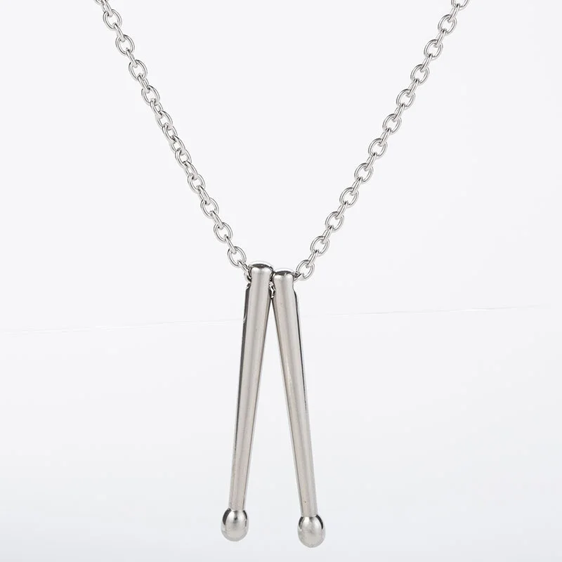 Мужское ожерелье из нержавеющей стали с подвеской барабанных палочек Рокеры Джаз-бэнда для мужчин/женщин Колье ювелирных изделий.