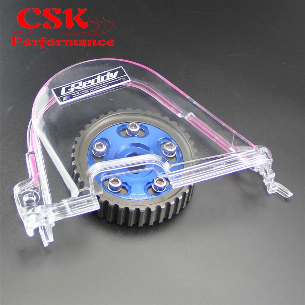 

Clear Gear Timing Belt Cover +Cam Pulley Kit For Honda Civic D15 D16C 96-00 Purple/Red/Blue