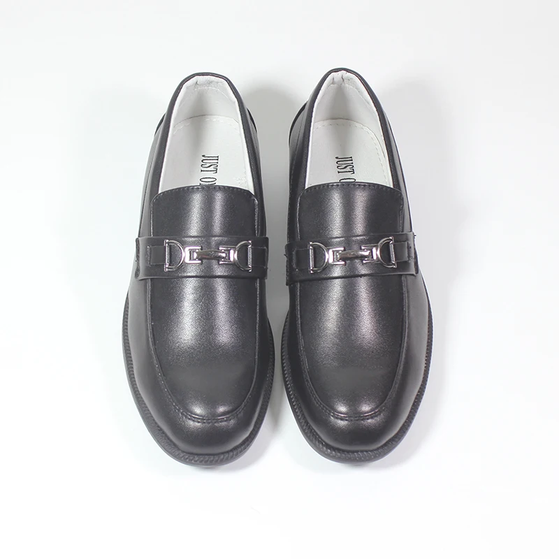 Туфли без шнуровки для мальчиков официальная обувь смарт черные с пряжкой