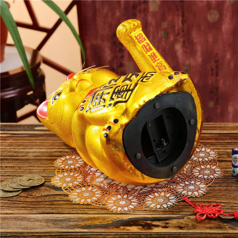 Милый 7 дюймов золото керамика Lucky Cat фигурки Фен Шуй богатство украшения электрический махать трясущимися руками украшения дома аксессуары
