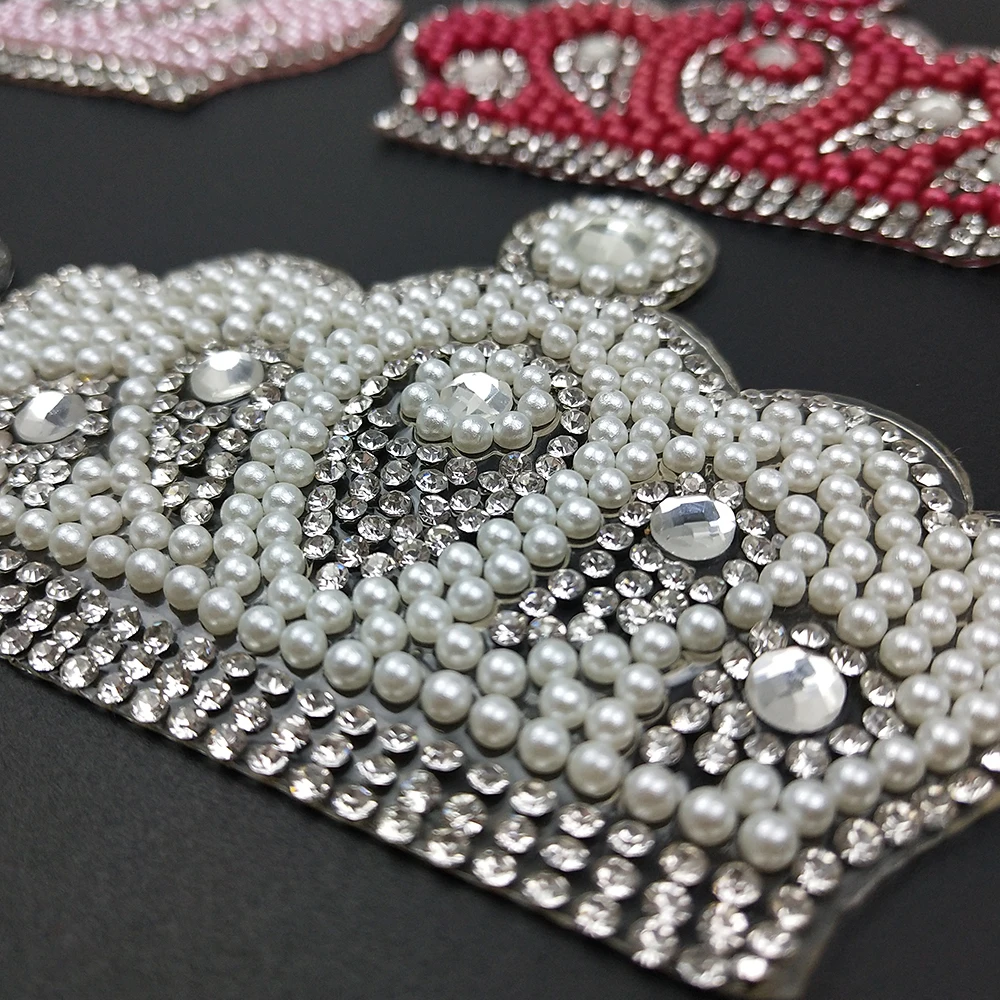 Модные жемчужные алмазные Стразы нашивки с короной для одежды футболки наклейки