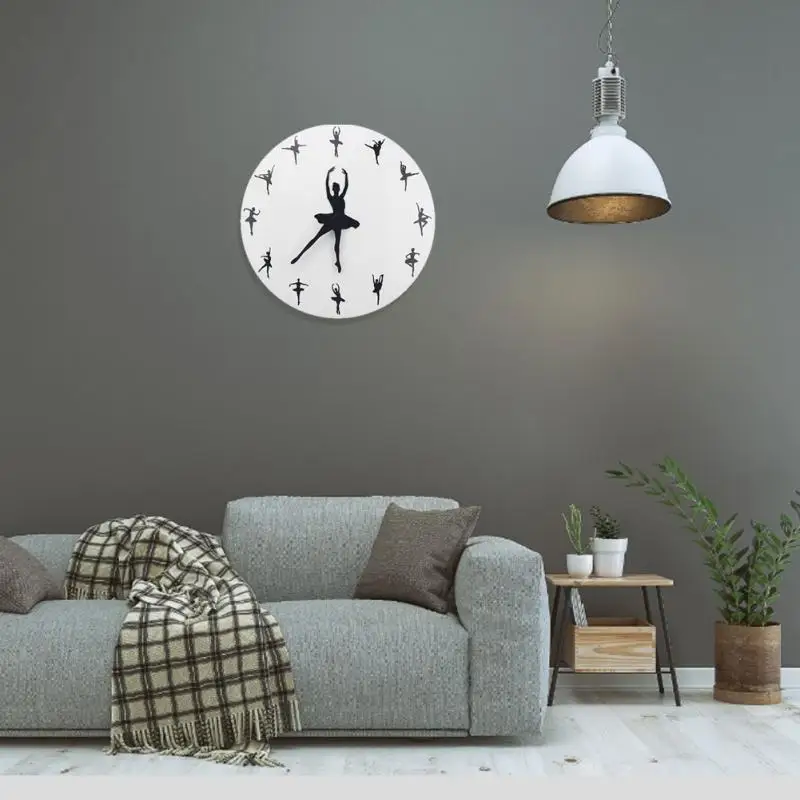 

Ballet Wall Clock Meditation Wallpaper Decals Flexible Girl Decorations Yoga Postures Clock Quartz Wall Watch Home Accessories