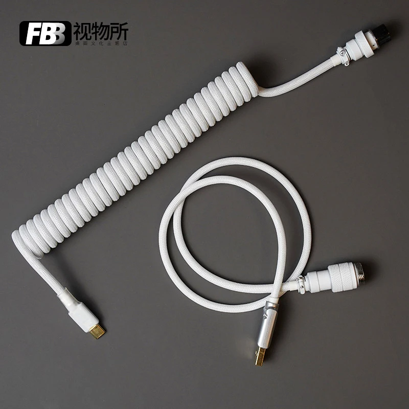 FBB Cables Keycap Line Handmade Customized Mechanical Keyboard Cable USB Spiral Data Cable Type C White Entry Model Basic Model