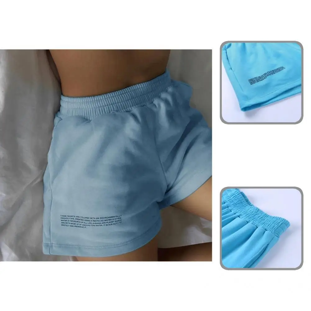 

Solid Color Slim English Letter Print Loose Running Shorts for School