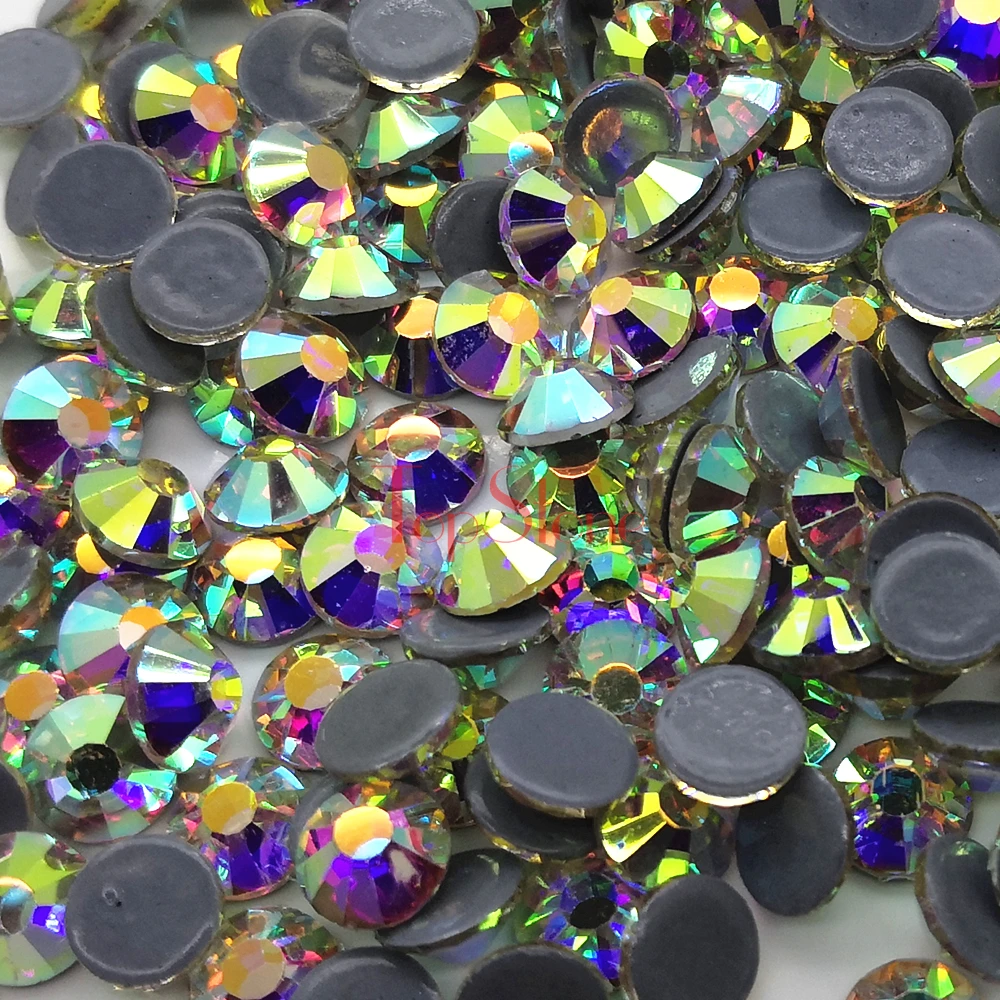 10bags/lot Quality Clear Crystal AB Hot Fix Rhinestone Super Bright Glass Strass Hotfix Iron On Rhinestones For Fabric garment | Дом и сад