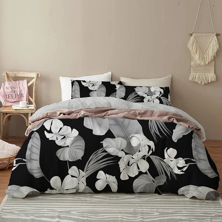 

Green Leaves Bedding Set 3d Tropical Plant Twin Duvet Cover Flowers Home Textile 2/3pc Luxury Bedroom Comforter Cover Set