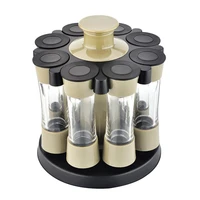 eight slots rotating cruet condiment spice rack seasoning jar for pepper bottle salt shaker tank kitchen stand organizer