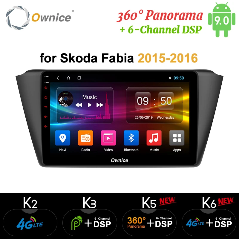 Ownice K1 K2 K3 Восьмиядерный Android 9 0 автомобильный радиоплеер для Skoda Fabia 2015- 2 Гб ОЗУ 32