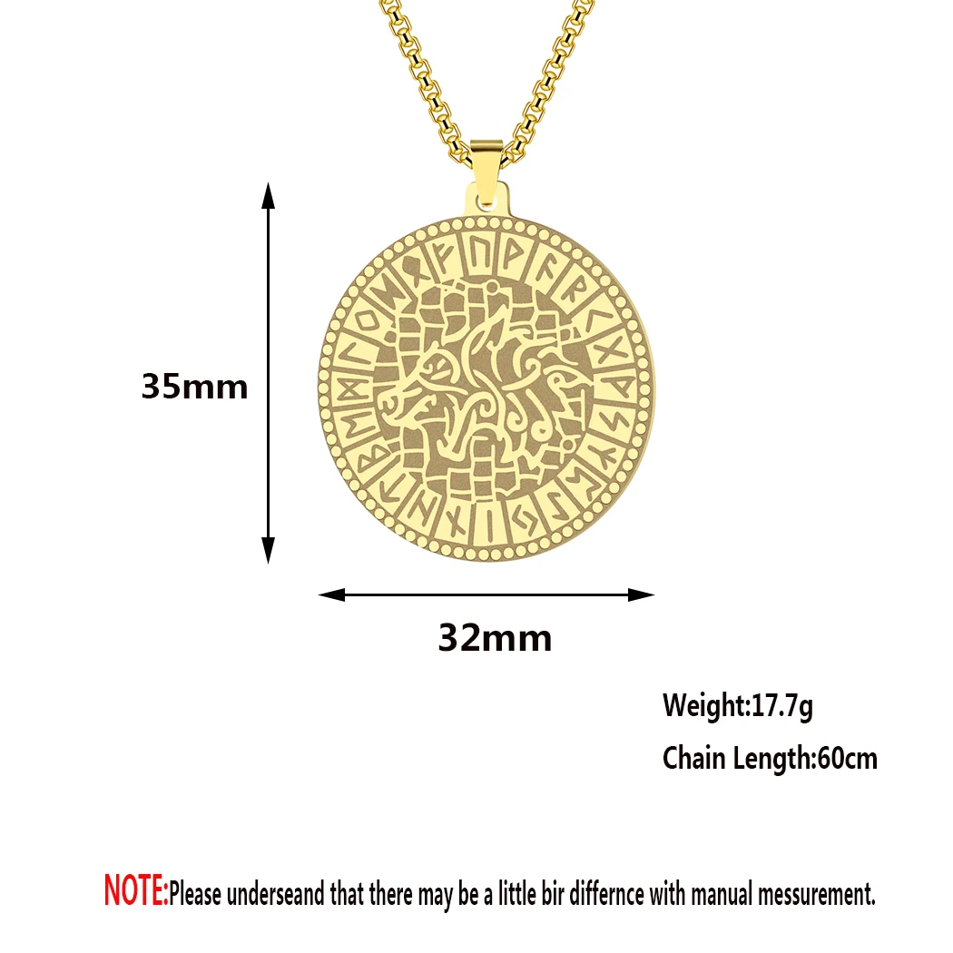 Круглые кулоны QIAMNI из нержавеющей стали с изображением волка Викинга унисекс