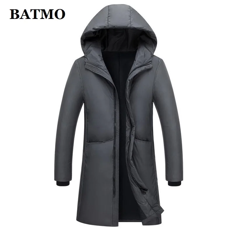 

BATMO 2019 Новое поступление, осень и зима, высокое качество, 80% белый утиный пух, с капюшоном, серый, для мужчин, плюс-размер, для мужчин