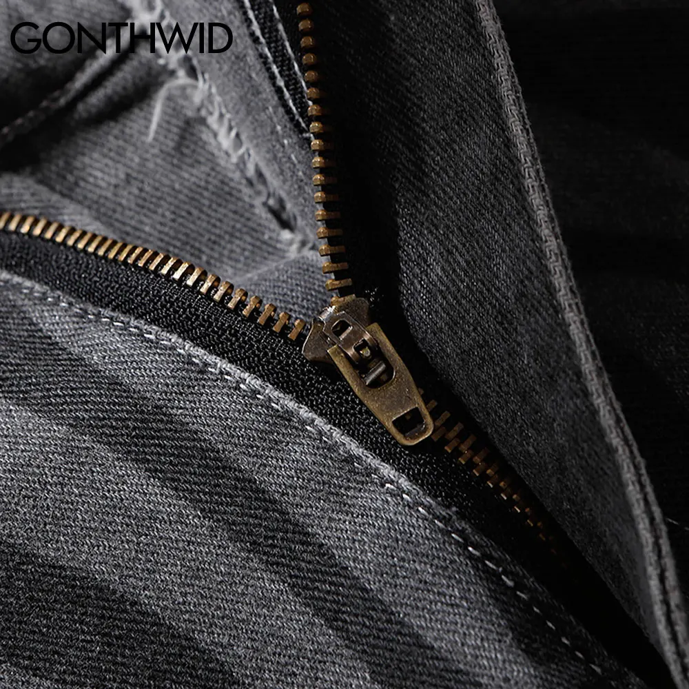 

GONTHWID Flame pattern Denim Jeans Pants Streetwear Men Hip Hop Casual Fashion Pockets Loose Zipper Jean Pants Trousers Male