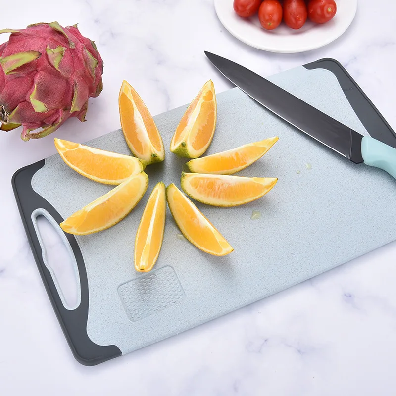 

Wheat Straw Cutting Board with Grinder Cutting Board Silicone Non-slip Kitchen Tool for Cutting Fruits Vegetables and Meat