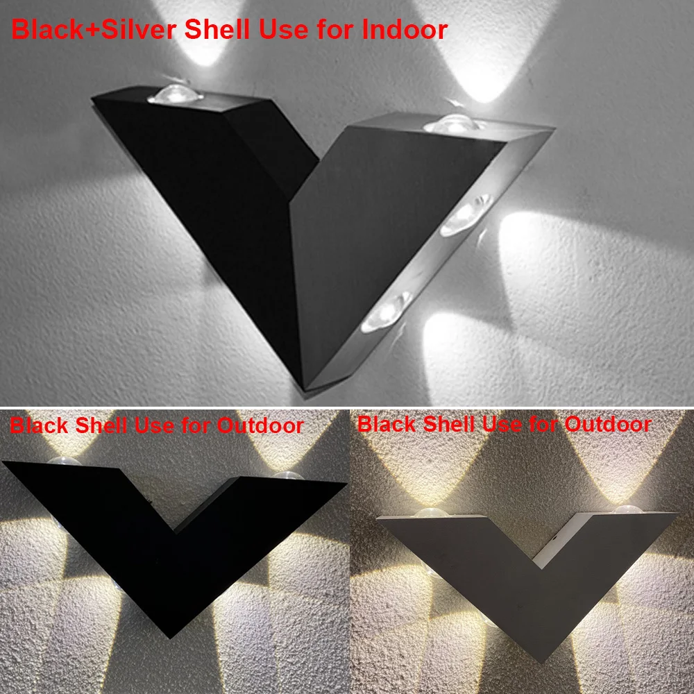

Wall Lamp 6W Outdoor Indoor Modern Minimalist Creative Bedroom Bedside Light Background Wall V-shaped Decorative LED Wall Light