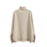 20 autumn winter cashmere sweater women high neck thick 100wool sweater lazy loose knit pullover bottoming shirt customization