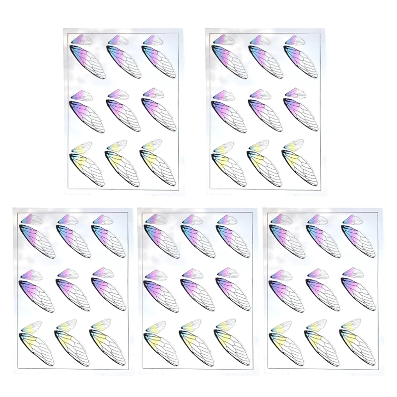 

5 листов, наклейки-бабочки для дизайна ногтей