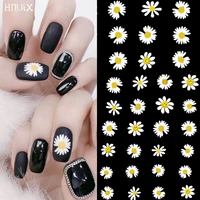 hnuix 1 sheet daisy nail art stickers colorful flower nail sticker 3d adhesive nail decals adhesive diy tips decorations