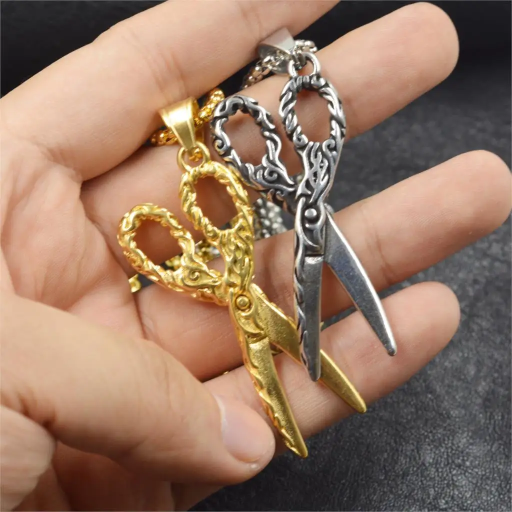 Хип-Хоп рок ножницы подвески ожерелье для мужчин золотой черный серебряный цвет