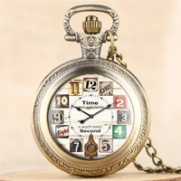 retro fashion pendant necklace quartz pocket watch antique bronze exquisite pocket clock with chain dropshipping