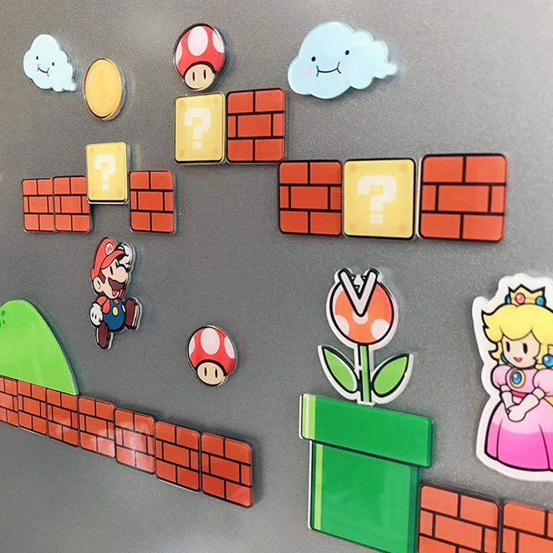1/12 Pcs Super Mario Fridge Sticker Child Student Birthday Gift Fridge Sticker Message Sticker Sticker Home Decoration
