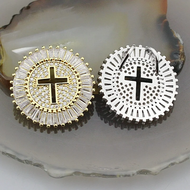 25 мм 10 шт./лот Модный Крест cz Шарм нежный цирконий микро паве кулон diy ожерелье