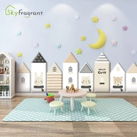 3d cartoon houses self adhesive anti collision soft wall stickers for kids rooms waterproof wall decoration skirting sticker