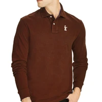 mens 100 cotton autumn long sleeve embroidered deer logo polo shirt casual brand polos homme fashion apparel tag top size 5xl