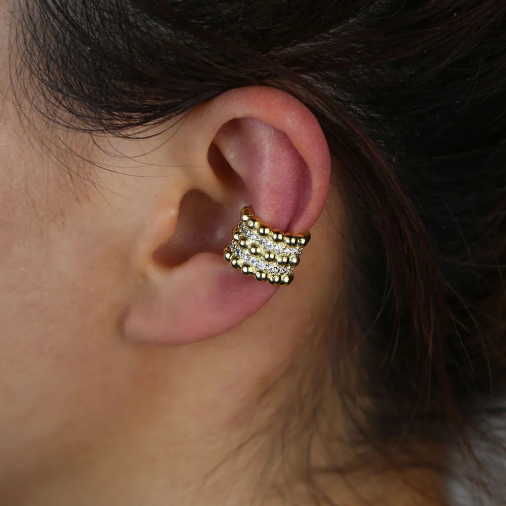 Золотой цвет Мульти обернуть вокруг бисером cz дизайн широкий Кафф 1 шт клипсы в