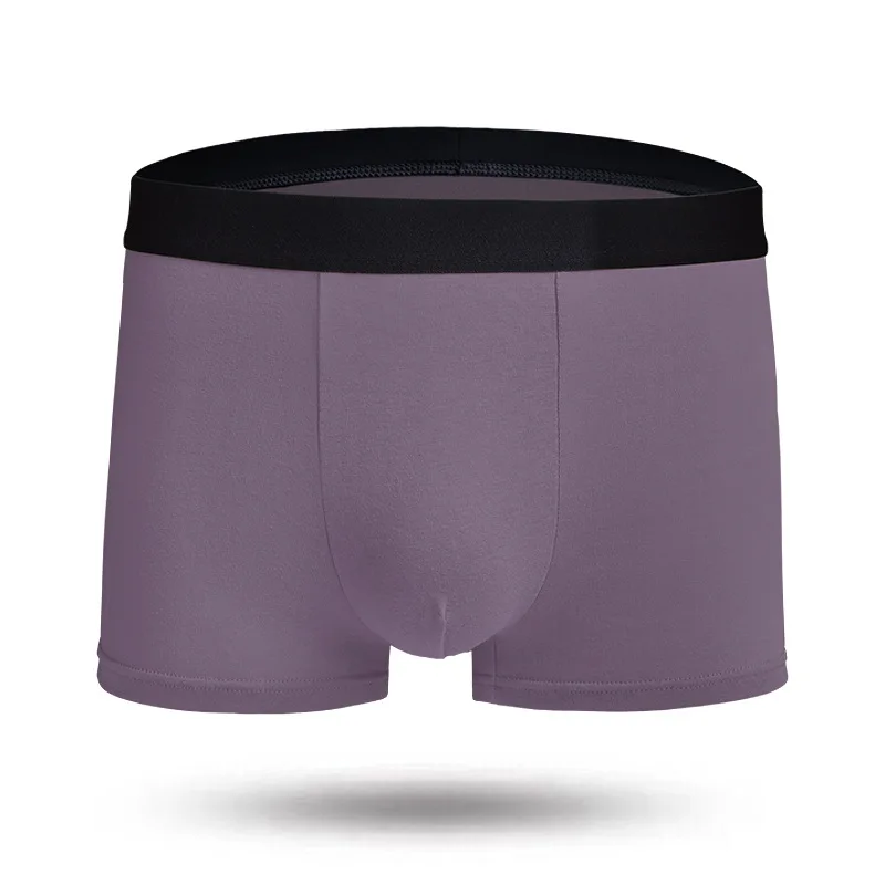 Мужское нижнее белье боксеры Trunk Coton Innerwear нижнее белье легкие трусы мужские чистые мужские трусы хлопковые однотонные шорты - Цвет: Purple gray