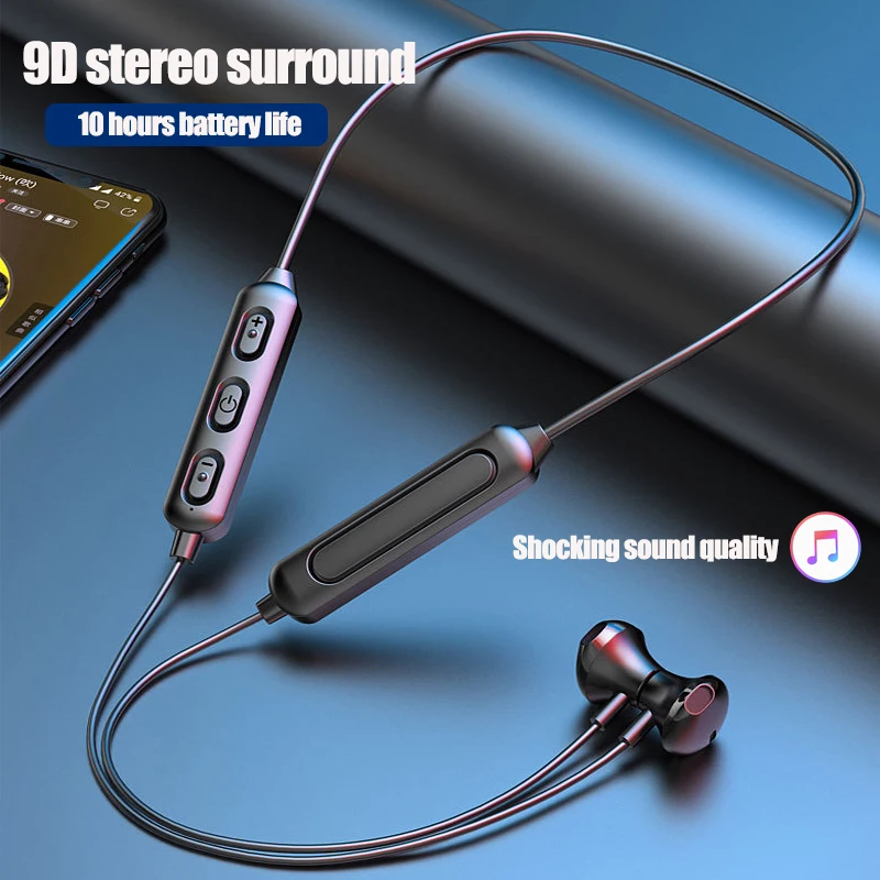 Беспроводной спортивные Магнитная гарнитура Шейная лямка крепится Bluetooth 5 0