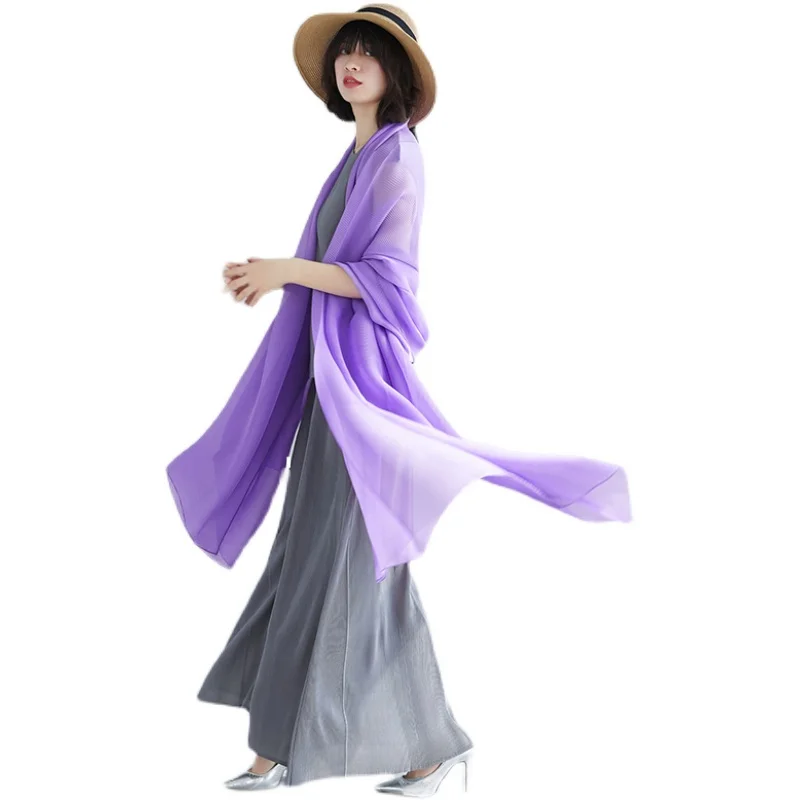 

Miyake folds new autumn and winter wild silk scarf ultra-fashionable spring and autumn female scarf shawl dual-use red