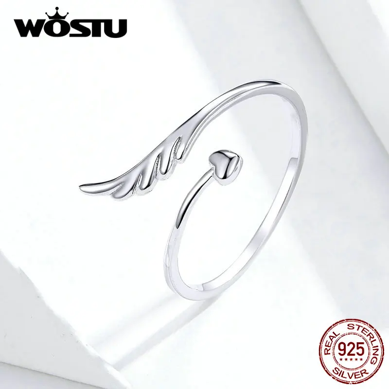 Женское кольцо с крыльями ангела WOSTU регулируемое Открытое на палец из
