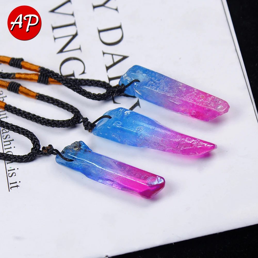 AP 1 шт. натуральное гальваническое покрытие розово-красный + синий подвески и