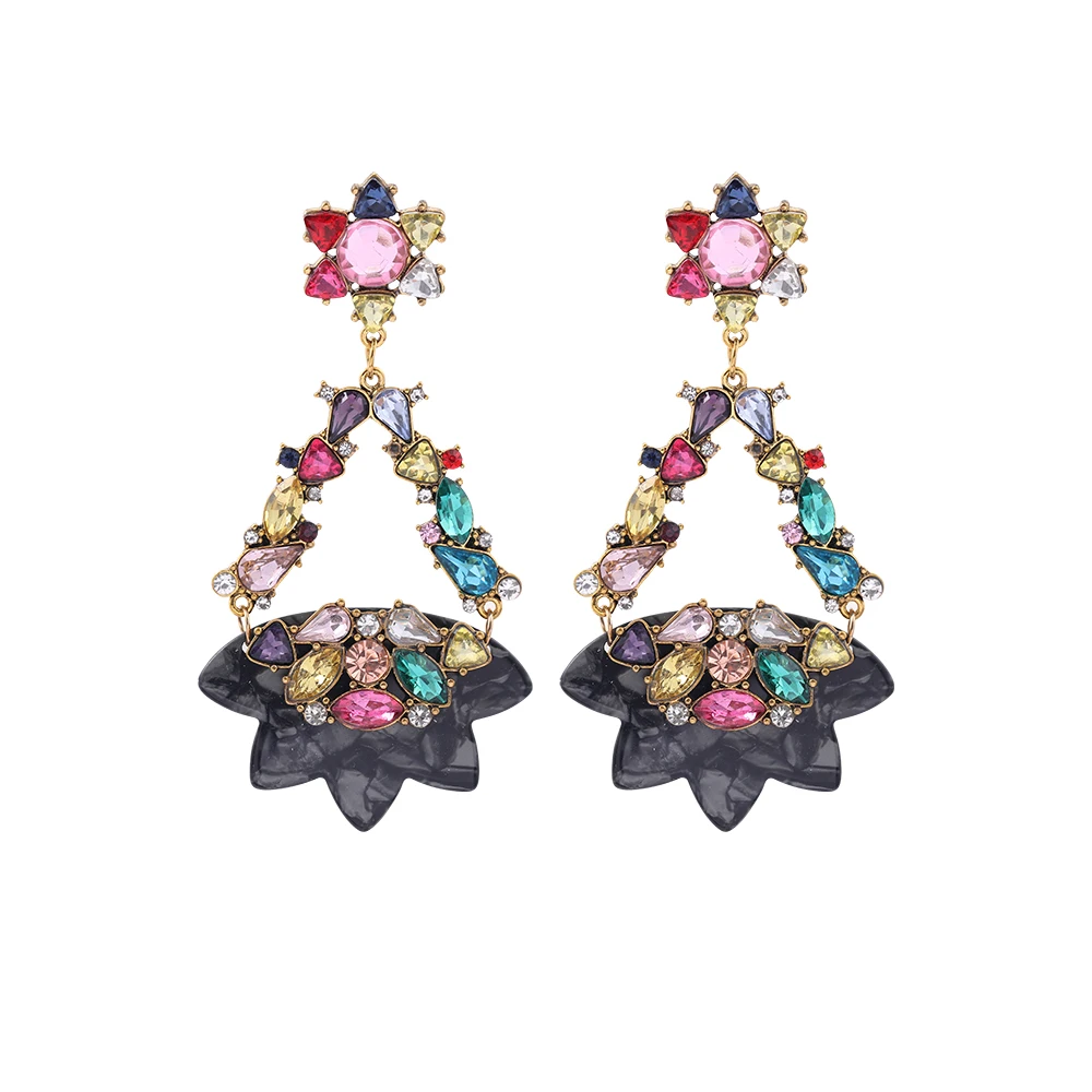 Мода 2019 Большой Хрустальный цветок висячие серьги для женщин Роскошная женская