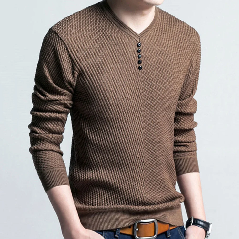 

Sweaters Men Solid Color V Neck Long Sleeve Pullover Knitted Pull Sweater Mens Sweaters X7145