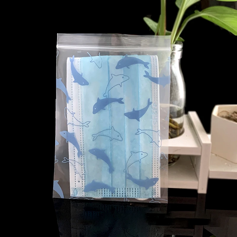 Новый стиль синий Дельфин печать маленькая молния замок сумки Мини Ziplock