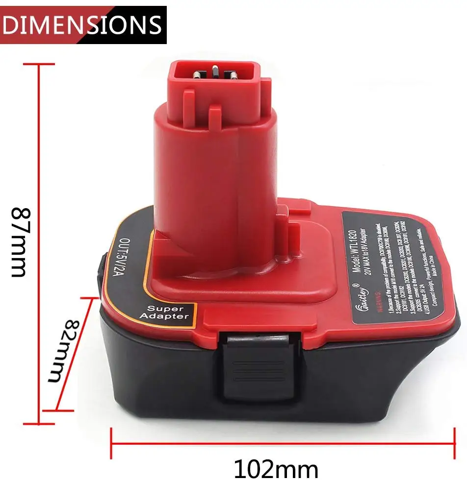 Для Dca1820 20V 18V Usb адаптер работает с Dewalt Max Xr Dcb200 Dcb201 Dcb203 Dcb203Bt Dcb204 Dcb205 Dcb206 компактные