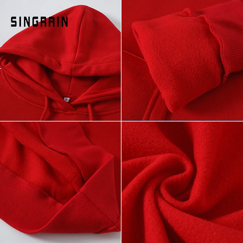 Женская толстовка с длинным рукавом SINGRAIN теплая свободная забавным принтом на