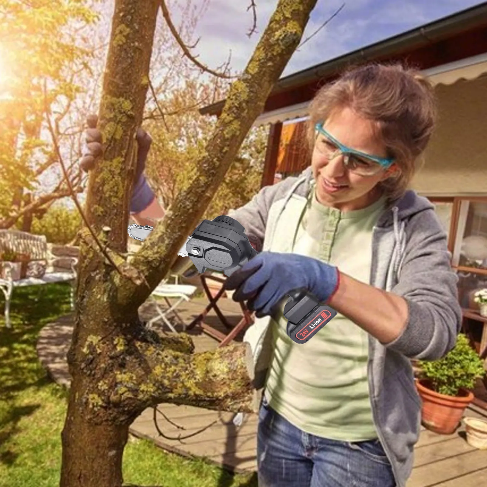Mini Rechargeable Chainsaw 4 Inch Wood Cutting Machine Cordless Power Chain Saws Garden Puning Electric Saw |