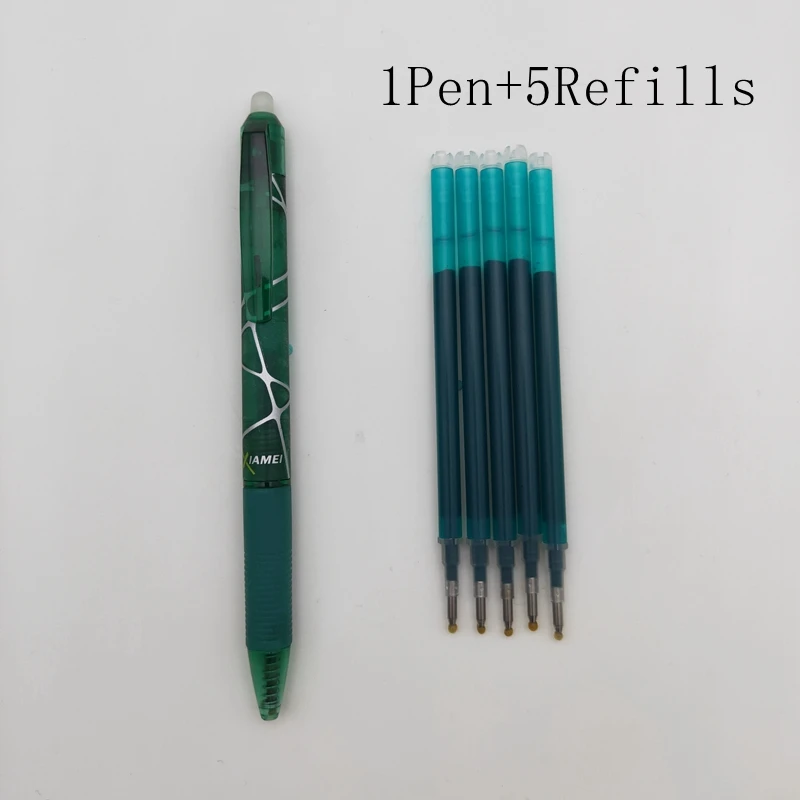 Green 1pen5refills Xiamei 0,5 мм стираемая ручка Канцтовары гелевая ручка Волшебная стираемая чернильная ручка Канцтовары Школьные принадлежности 8 цветов Сменные заправки - Цвет: Green 1pen5refills