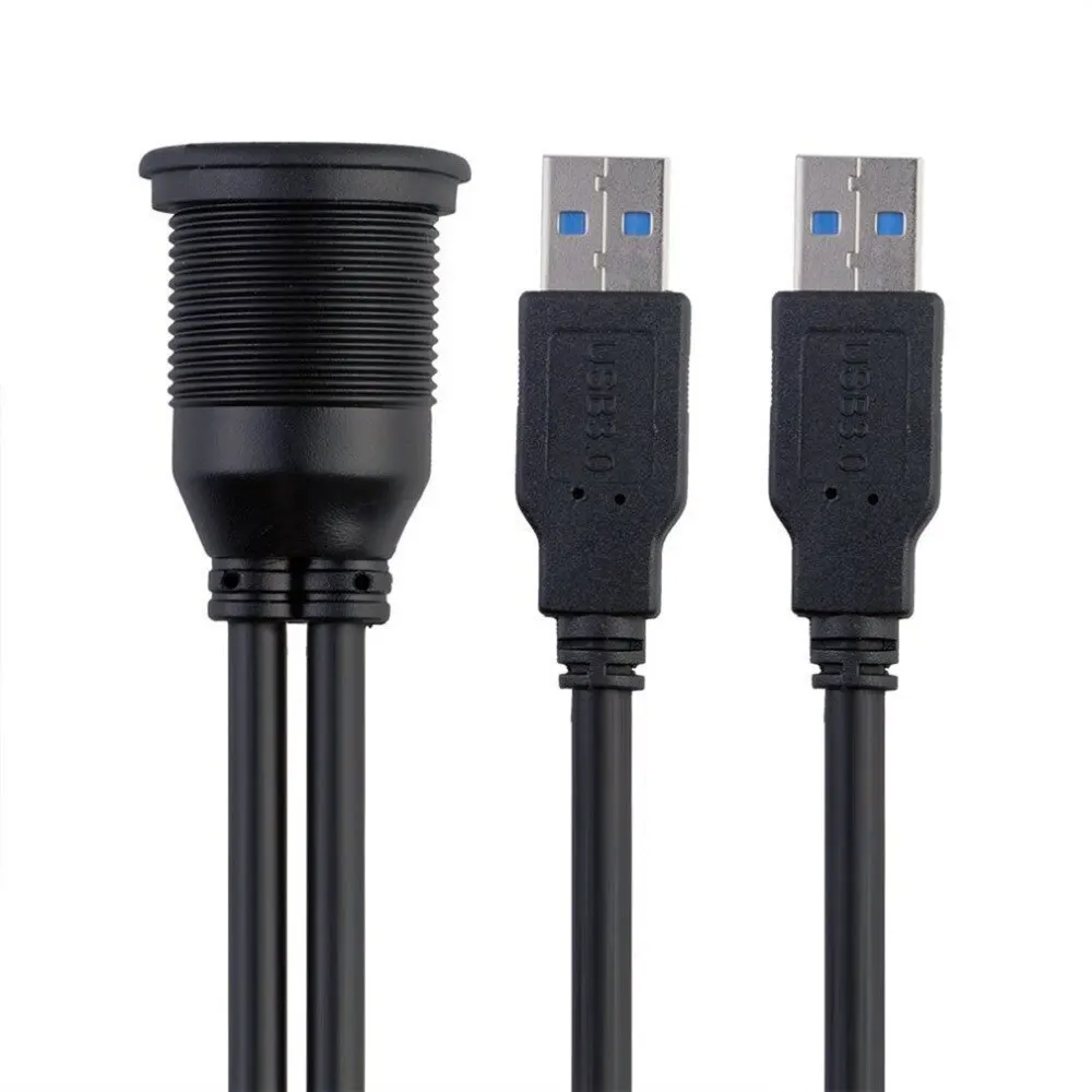 USB 2.0 Port Male to Female Extension Cable Waterproof Flush Mount Dual Dock Adapter Dashboard Pan for Car Motorcycle | Автомобили и