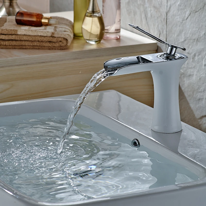 Водопад высокий смеситель для раковины в ванной комнате латунный материал