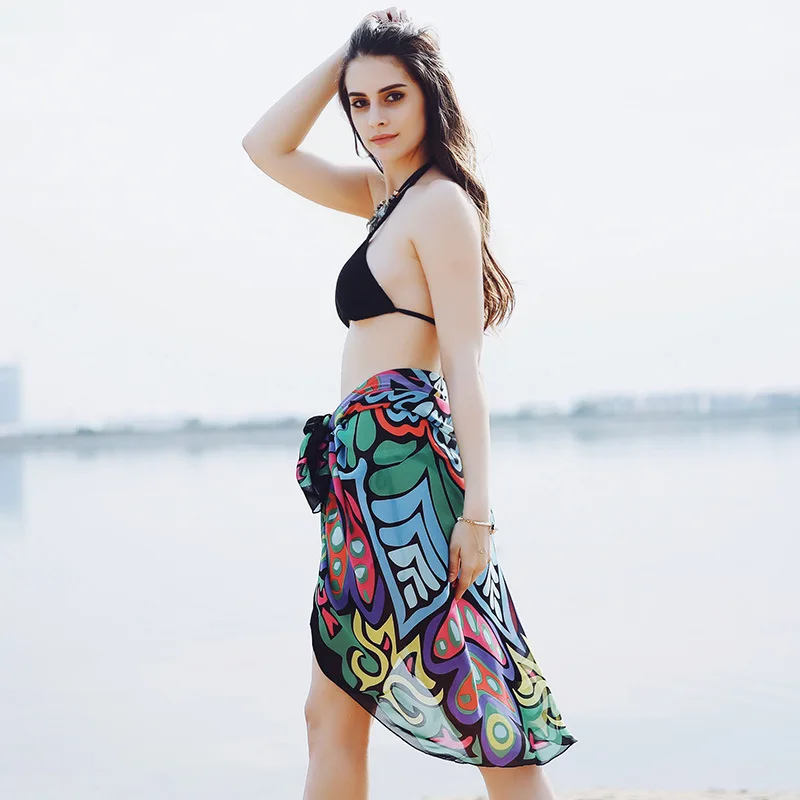 

Шифоновая шаль с цветочным принтом, геометрическое круглое пляжное полотенце, богемное банное полотенце для душа, для взрослых, коврик для ...