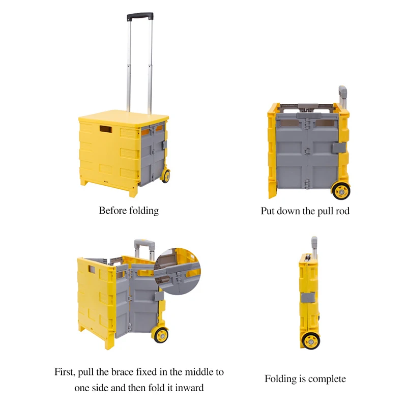 Caja de almacenamiento plegable, carrito de compras port&aacute;til, Maleta de equipaje, carrito multifuncional para el hogar, cesta de compras de supermercado-5