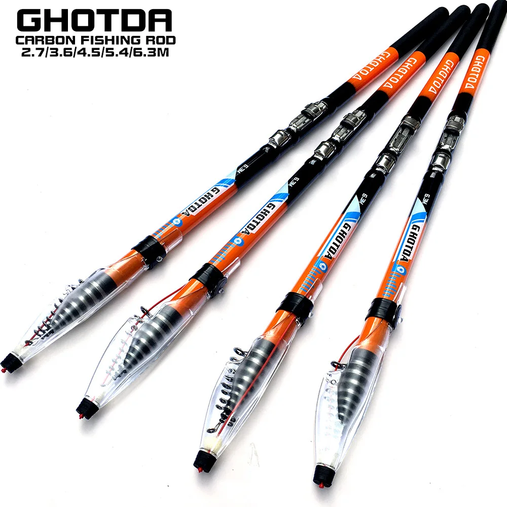 

GHOTDA Rock Fishing Rod Carbon Fiber 2.7-6.3 Long Section Telescopic Fishing Tackle Orange Power Feeder Rod
