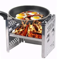 camping wood burning stove barbecue skewers outdoor folding backpacking cooking stove with grill plate and bellow bbq skewers