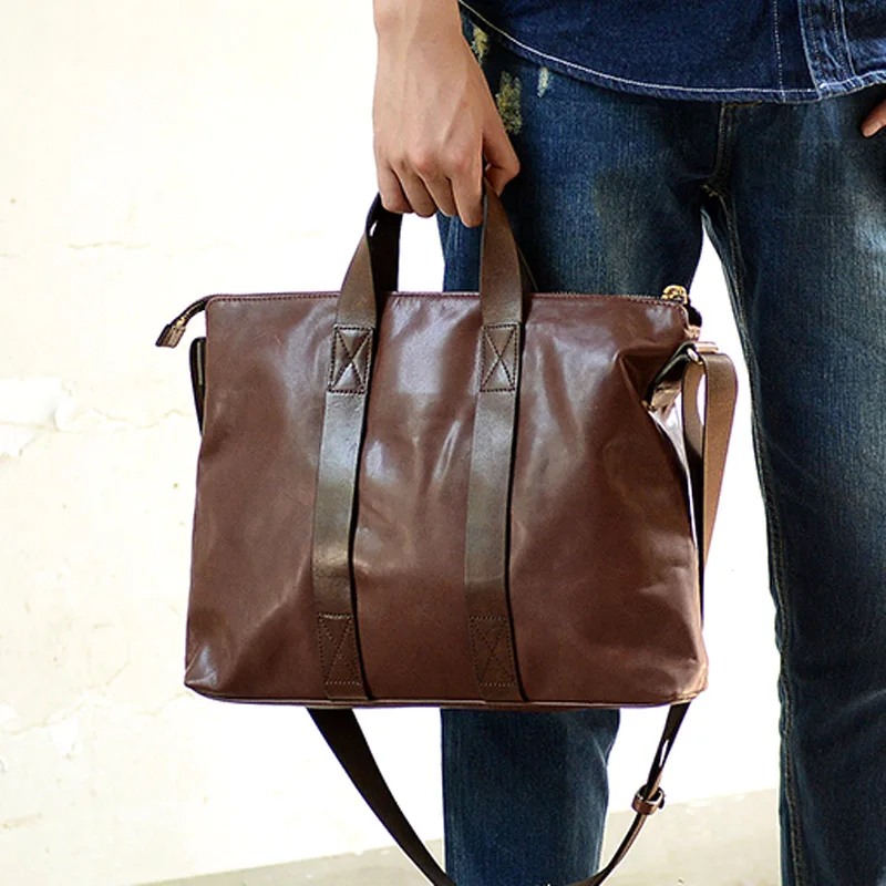 

Handmade calfskin briefcase, imported from Italy, planted blended cowhide briefcase, leather shoulder business bag