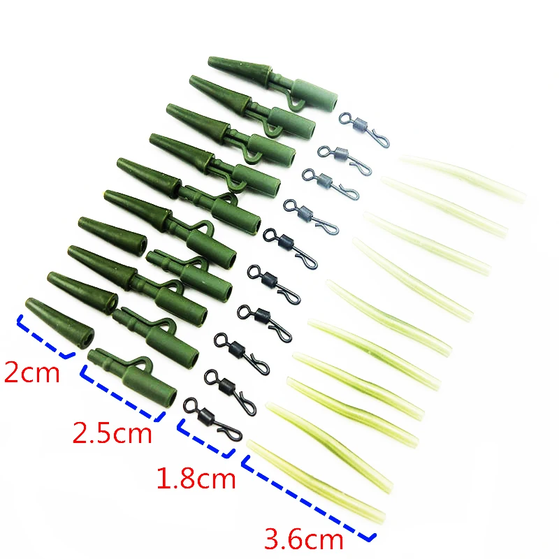 

ZK20 40PCS Carp Fishing Accessories Lead Clip Quick Change Swivel Tail Rubber Anti Tangle Sleeves for Carp Fishing Tackle