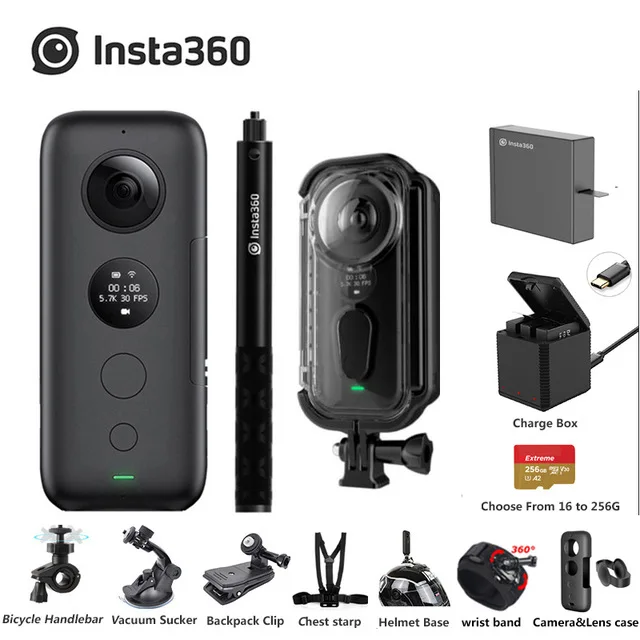 Bundle 6 Insta360 ONE X VR 360 панорамная камера для iPhone и Android Экшн-камера 5,7 K видео 18MP фото 360 камера - Цветной: Bundle 6