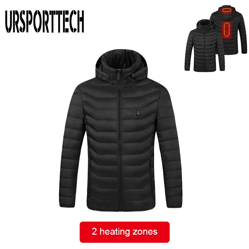 URSPORTTECH High Quality Winter Heated Jackets Mens Down Parka Men Women Warm Outdoor Coat USB Electric Heating Hooded Jackets