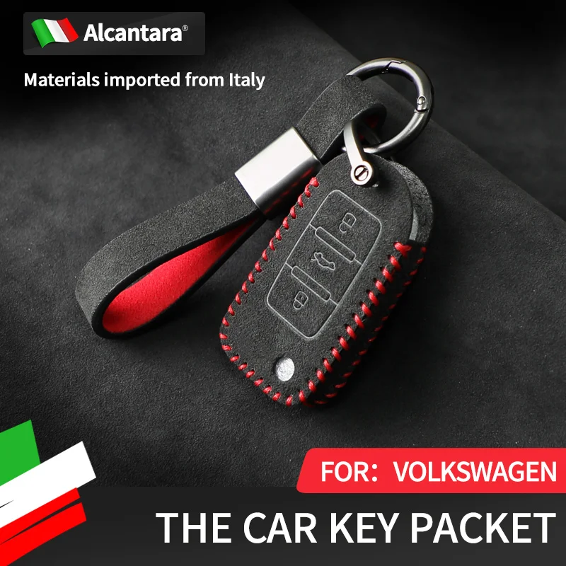 

For Volkswagen JETTA GOLF Sagitar MAGOTAN POLO SANTANA Alcantara Full Cover Key Shell Car Accessories